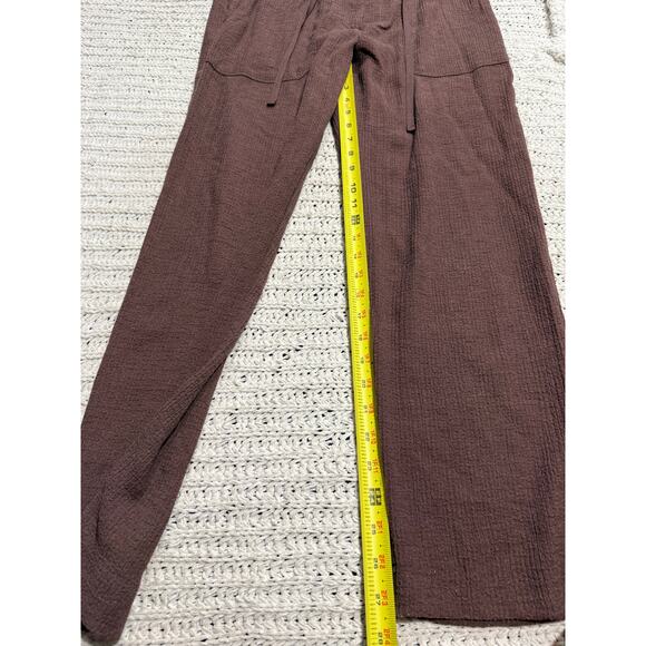 Zara Casual Pants Stretch Textured Zip Waist Womens Size Medium Dusty Rose Brown - Picture 3 of 7